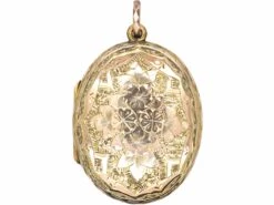 Victorian 9ct Back & Front Oval Locket With Ivy Leaf Motif