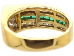 French 18ct Gold Emerald And Diamond Buckle Ring -Antique Jewellery Company DSC03669