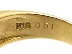 French 18ct Gold Emerald And Diamond Buckle Ring -Antique Jewellery Company DSC03679