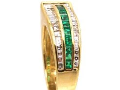 French 18ct Gold Emerald And Diamond Buckle Ring -Antique Jewellery Company DSC03698