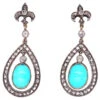 Edwardian Turquoise & Rose Diamond Drop Earrings 2 Edwardian Turquoise & Rose Diamond Drop Earrings -Antique Jewellery Company DSC03701 1