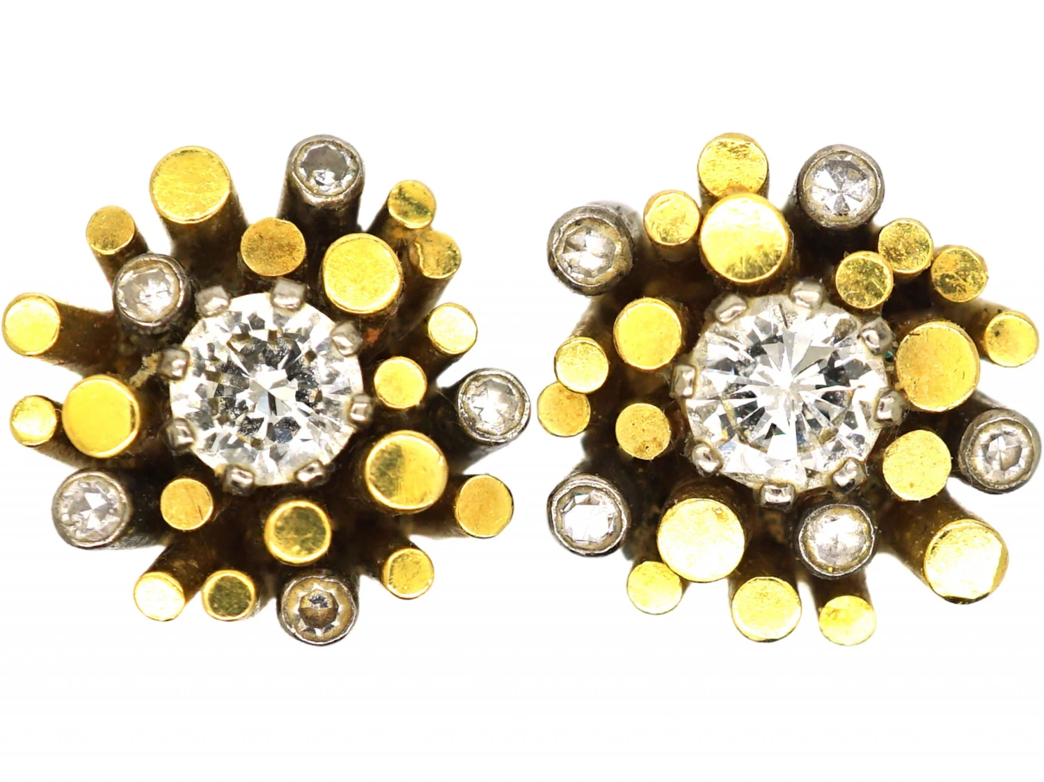 18ct White & Yellow Gold & Diamond Earrings Designed By Gilian Packard 3 18ct White & Yellow Gold & Diamond Earrings Designed By Gilian Packard