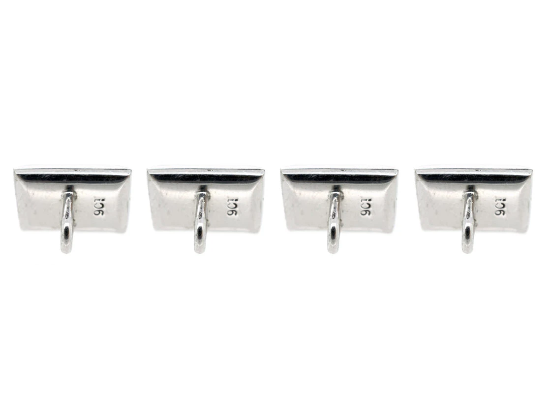Art Deco 9ct White Gold & Sapphire Cufflinks Studs & Buttons Set In Original Case 5 Art Deco 9ct White Gold & Sapphire Cufflinks Studs & Buttons Set In Original Case - Image 3