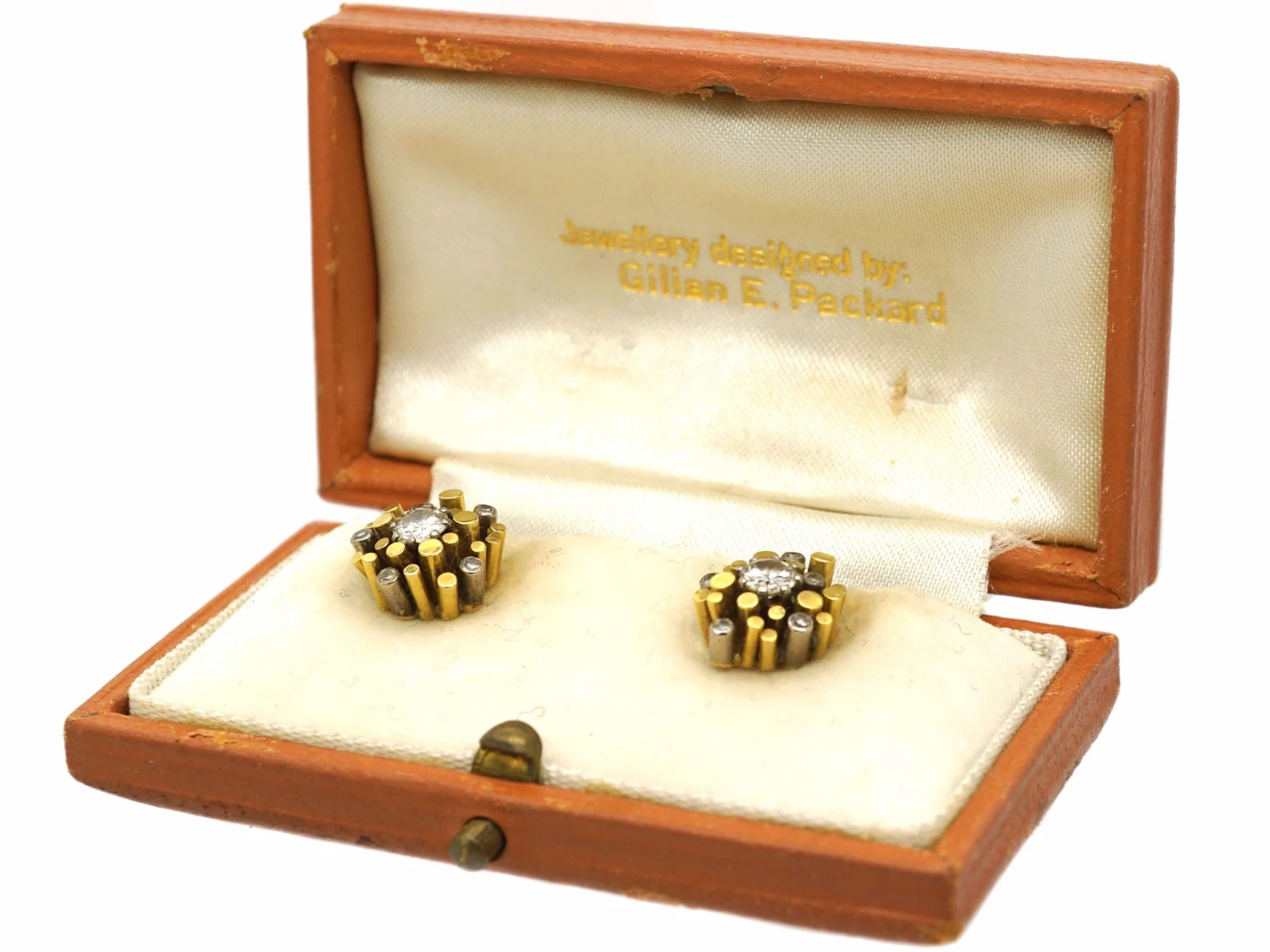 18ct White & Yellow Gold & Diamond Earrings Designed By Gilian Packard 4 18ct White & Yellow Gold & Diamond Earrings Designed By Gilian Packard - Image 2