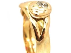 Edwardian 18ct Gold Double Snake Ring Set With A Ruby & A Diamond -Antique Jewellery Company DSC03746