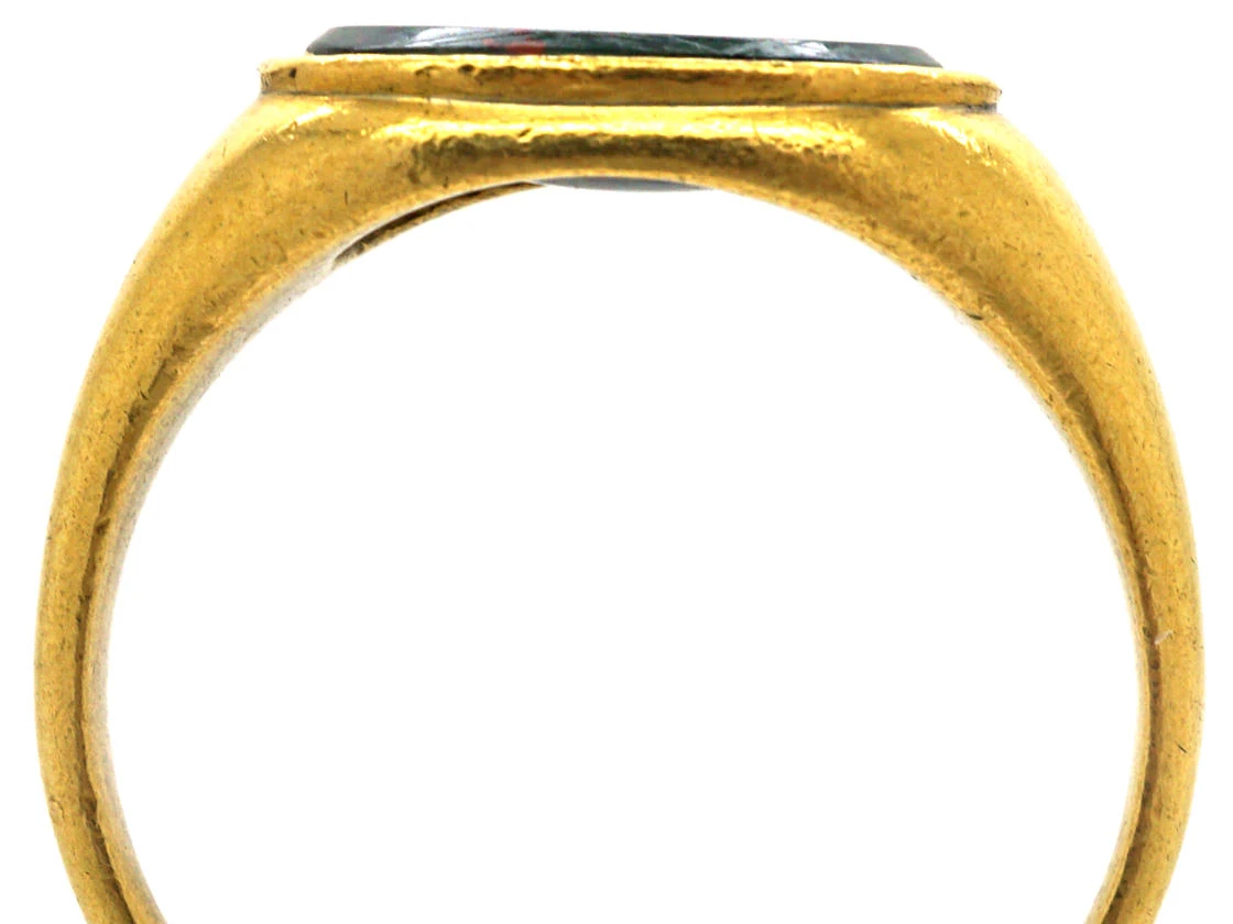 Georgian 18ct Gold Bloodstone Signet Ring With Bird & Envelope Intaglio 5 Georgian 18ct Gold Bloodstone Signet Ring With Bird & Envelope Intaglio - Image 3