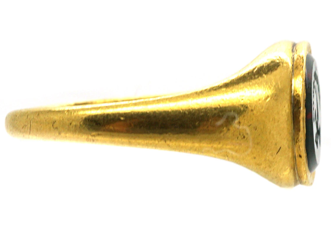 Georgian 18ct Gold Bloodstone Signet Ring With Bird & Envelope Intaglio 6 Georgian 18ct Gold Bloodstone Signet Ring With Bird & Envelope Intaglio - Image 4
