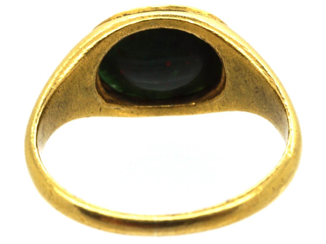 Georgian 18ct Gold Bloodstone Signet Ring With Bird & Envelope Intaglio 7 Georgian 18ct Gold Bloodstone Signet Ring With Bird & Envelope Intaglio - Image 5