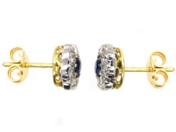 18ct White Gold Sapphire & Diamond Cluster Earrings 11 18ct White Gold Sapphire & Diamond Cluster Earrings -Antique Jewellery Company DSC03763