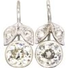 Edwardian 18ct White Gold, Diamond Flower Bud Earrings With Leaf Motifs -Antique Jewellery Company DSC03778 scaled 1