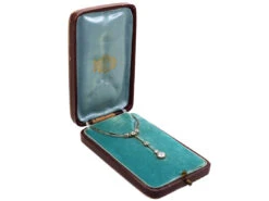 Art Deco Platinum & Diamond Drop Necklace In Original Case -Antique Jewellery Company DSC03779