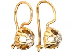 Early 20th Century 18ct Gold Claw Set Solitaire Diamond Earrings -Antique Jewellery Company DSC03797 scaled 1