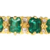 Victorian 18ct Gold, Four Stone Emerald & Diamond Carved Half Hoop Ring