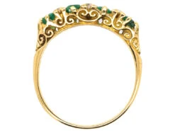 Victorian 18ct Gold, Four Stone Emerald & Diamond Carved Half Hoop Ring 15 Victorian 18ct Gold, Four Stone Emerald & Diamond Carved Half Hoop Ring -Antique Jewellery Company DSC03808