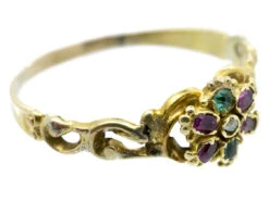 18ct Gold Late Georgian Gem Set Posy Ring -Antique Jewellery Company DSC03829