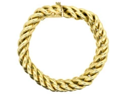 French 18ct Gold Wide Woven Curb Bracelet -Antique Jewellery Company DSC03855