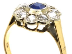 Edwardian 14ct Gold, Sapphire & Rose Diamond Cluster Ring 12 Edwardian 14ct Gold, Sapphire & Rose Diamond Cluster Ring -Antique Jewellery Company DSC03859