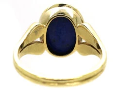 14ct Gold & Lapis Signet Ring With Intaglio Of Crest -Antique Jewellery Company DSC03892