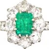 Edwardian Platinum, Emerald & Diamond Cluster Ring With Diamond Set Shoulders 1 Edwardian Platinum, Emerald & Diamond Cluster Ring With Diamond Set Shoulders -Antique Jewellery Company DSC03925 scaled 1