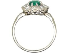 Edwardian Platinum, Emerald & Diamond Cluster Ring With Diamond Set Shoulders 11 Edwardian Platinum, Emerald & Diamond Cluster Ring With Diamond Set Shoulders -Antique Jewellery Company DSC03934 scaled 1