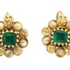 Georgian 18ct Gold, Emerald & Pearl Cluster Earrings 1 Georgian 18ct Gold, Emerald & Pearl Cluster Earrings -Antique Jewellery Company DSC03935