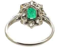 Edwardian Platinum, Emerald & Diamond Cluster Ring With Diamond Set Shoulders 12 Edwardian Platinum, Emerald & Diamond Cluster Ring With Diamond Set Shoulders -Antique Jewellery Company DSC03942 scaled 1