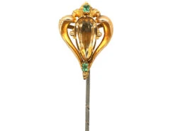 Georgian 15ct Gold, Topaz & Emerald Tie Pin