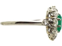 Edwardian Platinum, Emerald & Diamond Cluster Ring With Diamond Set Shoulders 13 Edwardian Platinum, Emerald & Diamond Cluster Ring With Diamond Set Shoulders -Antique Jewellery Company DSC03952 scaled 1