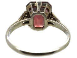 Art Deco 18ct White Gold & Platinum Ring Set With A Garnet With Diamond Set Shoulders -Antique Jewellery Company DSC03960