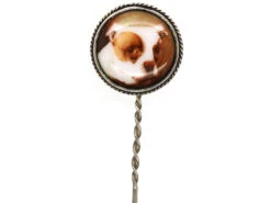 Silver & Enamel Tie Pin Of A Bulldog