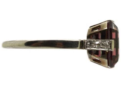 Art Deco 18ct White Gold & Platinum Ring Set With A Garnet With Diamond Set Shoulders -Antique Jewellery Company DSC03970