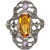 Art Deco Silver, Marcasite, Citrine & Amethyst Ring 2 Art Deco Silver, Marcasite, Citrine & Amethyst Ring -Antique Jewellery Company DSC03971