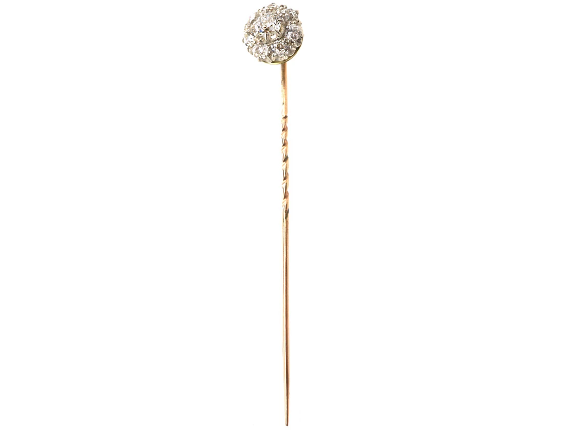 Edwardian Diamond Cluster Tie Pin 4 Edwardian Diamond Cluster Tie Pin - Image 2