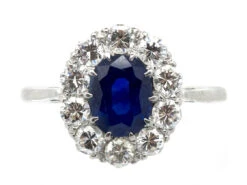 Platinum Sapphire & Diamond Cluster Ring