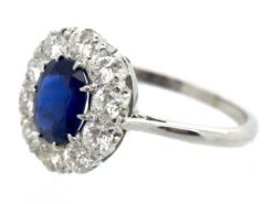 Platinum Sapphire & Diamond Cluster Ring 13 Platinum Sapphire & Diamond Cluster Ring -Antique Jewellery Company DSC03986
