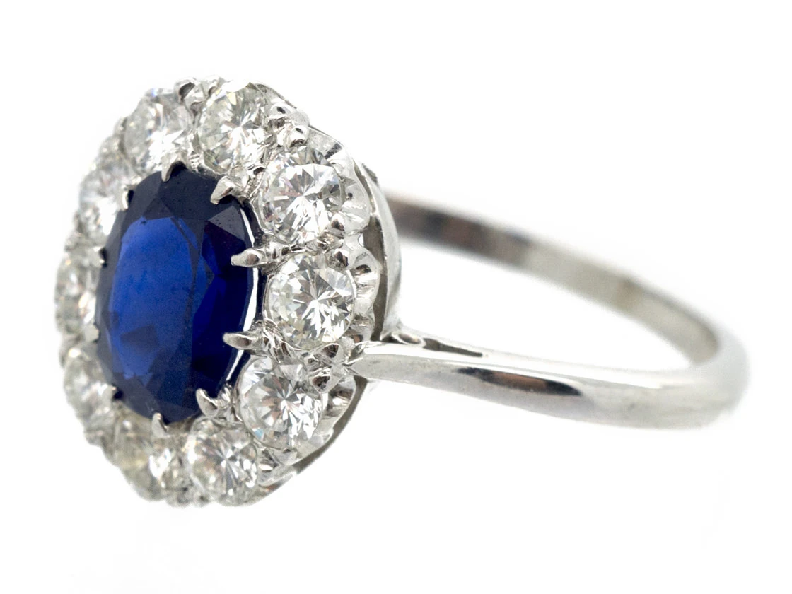 Platinum Sapphire & Diamond Cluster Ring 8 Platinum Sapphire & Diamond Cluster Ring - Image 6