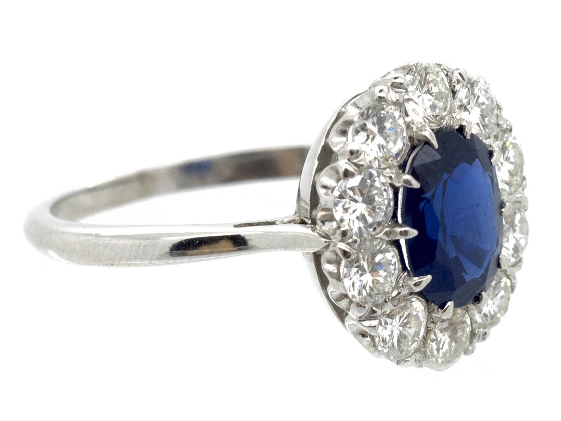 Platinum Sapphire & Diamond Cluster Ring 7 Platinum Sapphire & Diamond Cluster Ring - Image 5