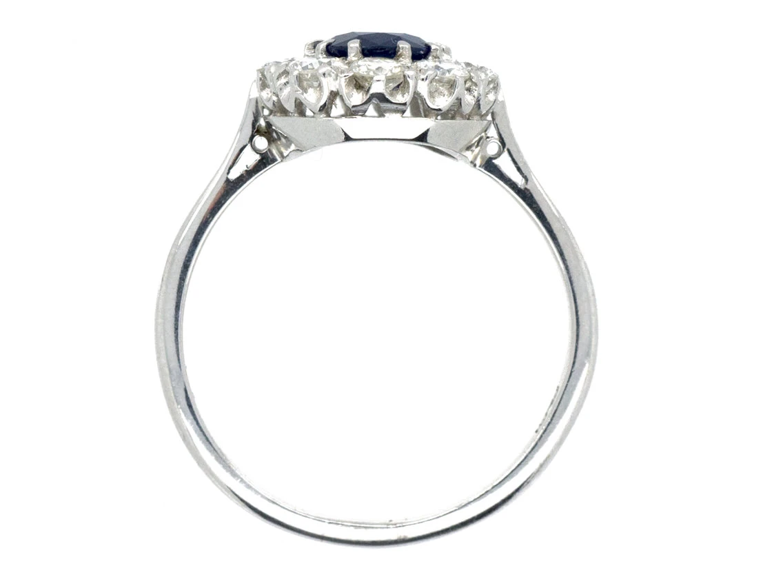 Platinum Sapphire & Diamond Cluster Ring 6 Platinum Sapphire & Diamond Cluster Ring - Image 4