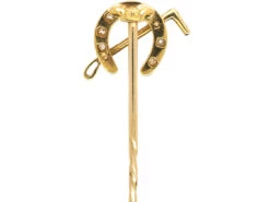 Edwardian 18ct Gold, Diamond & Enamel Horseshoe & Whip Tie Pin -Antique Jewellery Company DSC04008