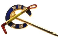 Edwardian 18ct Gold, Diamond & Enamel Horseshoe & Whip Tie Pin -Antique Jewellery Company DSC04016 1