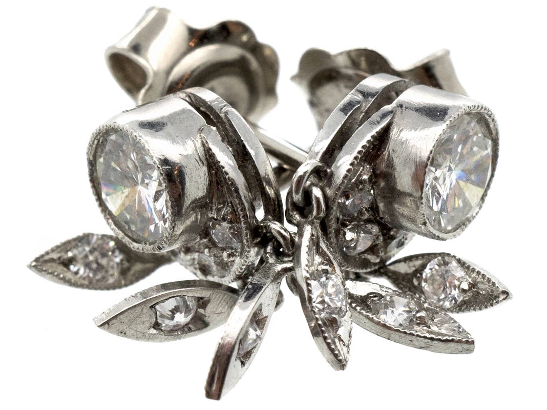 Edwardian Diamond Stud Fringe Earrings 4 Edwardian Diamond Stud Fringe Earrings - Image 2