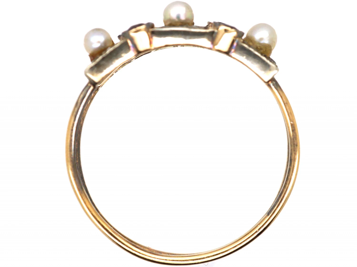 Early 20th Century Ruby, Natural Pearls & Rose Diamond Ring 5 Early 20th Century Ruby, Natural Pearls & Rose Diamond Ring - Image 3