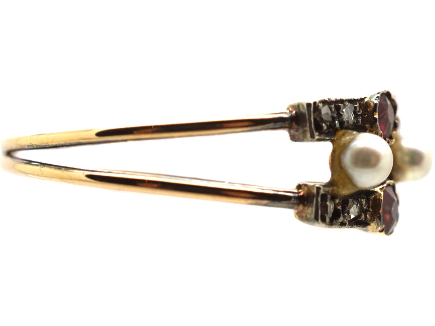 Early 20th Century Ruby, Natural Pearls & Rose Diamond Ring 7 Early 20th Century Ruby, Natural Pearls & Rose Diamond Ring - Image 5