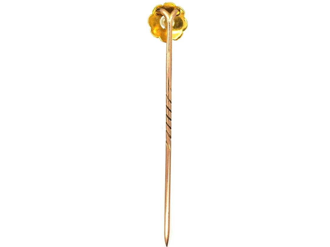 Edwardian 15ct Gold & Natural Split Pearl Cluster Tie Pin 6 Edwardian 15ct Gold & Natural Split Pearl Cluster Tie Pin - Image 4