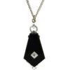 Art Deco Onyx & Diamond Pendant On Silver Chain -Antique Jewellery Company DSC04130