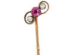 Edwardian 15ct Gold, Ruby & Diamond Tie Pin