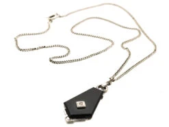 Art Deco Onyx & Diamond Pendant On Silver Chain -Antique Jewellery Company DSC04140 1