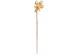Edwardian 15ct Gold Triple Acorn & Natural Pearl Tie Pin 7 Edwardian 15ct Gold Triple Acorn & Natural Pearl Tie Pin -Antique Jewellery Company DSC04155