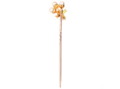 Edwardian 15ct Gold Triple Acorn & Natural Pearl Tie Pin 8 Edwardian 15ct Gold Triple Acorn & Natural Pearl Tie Pin -Antique Jewellery Company DSC04157