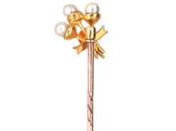 Edwardian 15ct Gold Triple Acorn & Natural Pearl Tie Pin 9 Edwardian 15ct Gold Triple Acorn & Natural Pearl Tie Pin -Antique Jewellery Company DSC04158